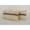 Pair Natural Turkish Hemp Sisal Kilim Rug, Vintage Hemp Turk | Cushion in Pillows by Vintage Pillows Store. Item made of cotton with fiber