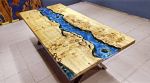 Custom Ocean Table | Live Edge Epoxy Ocean Table | Dining Table in Tables by LuxuryEpoxyFurniture. Item composed of wood and synthetic