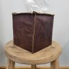 Pebble Brown Leather Single Tissue Box Cover | Toiletry in Storage by Vantage Design