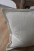 Natural Linen with White Silk Chevron & Flange Pillow 22x22 | Pillows by Vantage Design