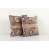Pair Oushak Rug Square Pillow | Cushion in Pillows by Vintage Pillows Store. Item made of cotton with fiber