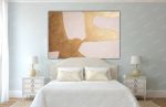 Gold leaf canvas golden painting canvas white gold geometric | Oil And Acrylic Painting in Paintings by Berez Art. Item made of canvas