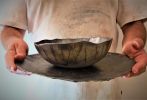 Handmade Ceramic Dinnerware Set - Metallic Black with Bronze | Plate in Dinnerware by YomYomceramic. Item made of ceramic