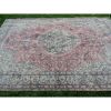Vintage Turkish Floral Oushak Accent Rug in Warm Soft Muted | Area Rug in Rugs by Vintage Pillows Store. Item composed of cotton and fiber