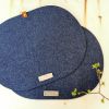Navy blue oval felt table placemats "bon appetit!". Set of 2 | Tableware by DecoMundo Home. Item made of fabric & aluminum compatible with minimalism and country & farmhouse style