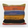 Handwoven Black and Brown Striped Turkish Kilim Pillow | Sham in Linens & Bedding by Vintage Pillows Store. Item made of cotton with fiber