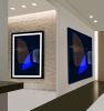 Neon Blue Whale | Oil And Acrylic Painting in Paintings by Linda lhermite. Item made of canvas with synthetic works with minimalism & mid century modern style