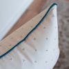 Cream and Turquoise Triangle Dots with Welt Pillow 12x20 | Pillows by Vantage Design