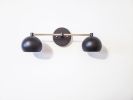2-Light Vanity Mirror Sconce - Brushed Brass & Matte Black | Sconces by Retro Steam Works. Item made of brass