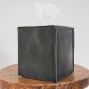 Steel Matte Leather Single Tissue Box Cover | Toiletry in Storage by Vantage Design