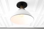 10 Inch White Shade - Ceiling Light Fixture - Model No. 8809 | Flush Mounts by Peared Creation. Item made of brass