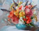 Wedding flowers painting oil original art on canvas, Floral | Oil And Acrylic Painting in Paintings by Natart. Item composed of canvas & synthetic compatible with contemporary style