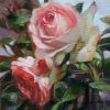 Roses flowers painting on canvas, Original flower rose art | Oil And Acrylic Painting in Paintings by Natart. Item composed of canvas and synthetic in contemporary style