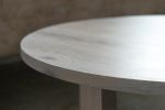 Round Grey Wood Coffee Table in Stained Urban Oak | Tables by Alabama Sawyer. Item made of wood