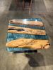 Epoxy Resin Table - Epoxy Coffee Table - Epoxy Side Table | Tables by Tinella Collection. Item made of oak wood with metal works with contemporary & art deco style
