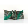 Pair Green Velvet Cushion Cover, Set of Two Designer Lumbar | Pillows by Vintage Pillows Store. Item composed of cotton
