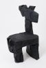 Brutalist Sculptural Chair, Carved, Solid Wood, Oak, Black, Rustic | Bench in Benches & Ottomans by Logniture