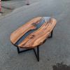 Clear Epoxy River Table | Dining Table in Tables by Ironscustomwood. Item composed of walnut & synthetic