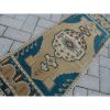 Vintage Blue Turkish Area Rug 19'' X 46'' | Rugs by Vintage Pillows Store. Item composed of wool and fiber