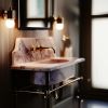 Vessel vein calacatta viola marble sink with aestetic backsplash | Water Fixtures by AYMARBLEDESIGN LLC