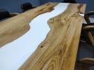 Living Edge Epoxy Resin Dining Table, Kitchen table | Tables by LuxuryEpoxyFurniture. Item made of wood with synthetic