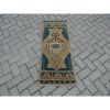 Vintage Blue Turkish Area Rug 19'' X 46'' | Rugs by Vintage Pillows Store. Item composed of wool and fiber