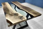 Custom Order Smoke Epoxy Walnut Table | River Resin Table | Dining Table in Tables by LuxuryEpoxyFurniture. Item made of wood with synthetic