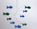 Fish Mobile USA in Blue and Green NURSERY ART | Wall Sculpture in Wall Hangings by Skysetter Designs. Item made of metal works with modern style
