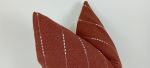 hmong pillow, rust woven pillow, rust striped pillow, rust | Pillows by Velvet Fringe