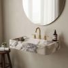 Calacatta Viola Marble Sink with Backsplash- 32'' | Water Fixtures by AYMARBLEDESIGN LLC