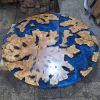 Custom Round Blue Epoxy Table | Dining Table in Tables by Ironscustomwood. Item composed of wood and metal