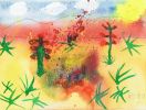 Blooming Desert - Original Watercolor | Watercolor Painting in Paintings by Rita Winkler - "My Art, My Shop" (original watercolors by artist with Down syndrome). Item made of paper works with mid century modern & contemporary style