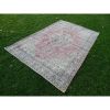 Vintage Turkish Floral Oushak Accent Rug in Warm Soft Muted | Area Rug in Rugs by Vintage Pillows Store. Item composed of cotton and fiber