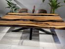 Custom Epoxy River Resin Dining Table, Epoxy Table | Tables by Tinella Collection. Item composed of walnut & synthetic compatible with contemporary and art deco style