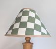 A Pair of Green & Cream Checkerboard Hand Painted Lampshades | Table Lamp in Lamps by Rosie Gore. Item composed of paper