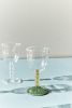 Hand Blown Circle Stem Wine Glass in Yellow/Green | Drinkware by Barton Croft. Item made of glass works with country & farmhouse & japandi style