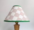 A Pair of Plaster Pink & Emerald Checkerboard Hand Painted | Table Lamp in Lamps by Rosie Gore. Item made of paper