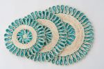 Handwoven Seagrass Placemat | Trivet | Aqua blue | Tableware by NEEPA HUT