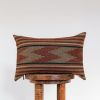 Brown, Beige, Terracotta Geometric Wool Lumbar 12x18 | Pillow in Pillows by Vantage Design