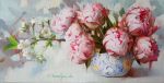 Peonies oil painting canvas original, Floral painting | Oil And Acrylic Painting in Paintings by Natart. Item composed of canvas and synthetic in contemporary style