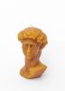 Mustard David Greek Head Candle - Roman Bust Figure | Ornament in Decorative Objects by Agora Home. Item made of synthetic works with minimalism & contemporary style