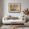 The Hearth Quilt - Framed Original Pastel Collage - Folk Art Patchwork | Paintings by Eman's Gallery