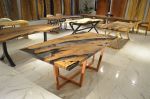 Olive Epoxy Dining Table - Handmade Wooden Table | Tables by Tinella Collection. Item made of walnut works with contemporary & country & farmhouse style
