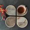 Wood and stone exclusive coasters for cups "Disco". Set of 4 | Tableware by DecoMundo Home. Item made of oak wood with stone works with minimalism & country & farmhouse style