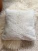 18”’x 18” Ivory Shearling Sheepskin Pillow #5 | Cushion in Pillows by East Perry. Item made of linen with fiber
