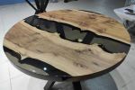 River Smoke Epoxy Resin Round Coffee Table | Dining Epoxy | Dining Table in Tables by LuxuryEpoxyFurniture. Item made of wood with synthetic