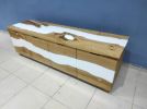 Chestnut Tree White Epoxy Resin Television unit | Media Console in Storage by LuxuryEpoxyFurniture. Item made of wood & synthetic