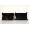 Set of Two Ikat Black Pillow Cover - Pair Silk Velvet Lumbar | Sham in Linens & Bedding by Vintage Pillows Store. Item made of cotton with fiber