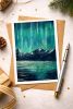 Aurora Mountains – Original Northern Lights Mini Painting | Work by EMAN K
