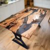 Custom Live Edge Epoxy Resin Dining Table | Tables by Ironscustomwood. Item made of wood with synthetic
